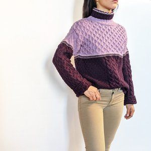 Vintage Inis Crafts purple wool cable sweater